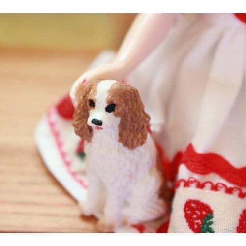 G10-X076 children baby gift Toy 1:12 Dollhouse mini Furniture Miniature rement accessories pet Poodle dog 1pcs