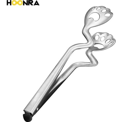 HOONRA Stainless Steel Cat Claw Food Clip Heat-Resistant Kitchen Bread Tong Creative Non-Slip Cooking Tongs BBQ Clip Tools