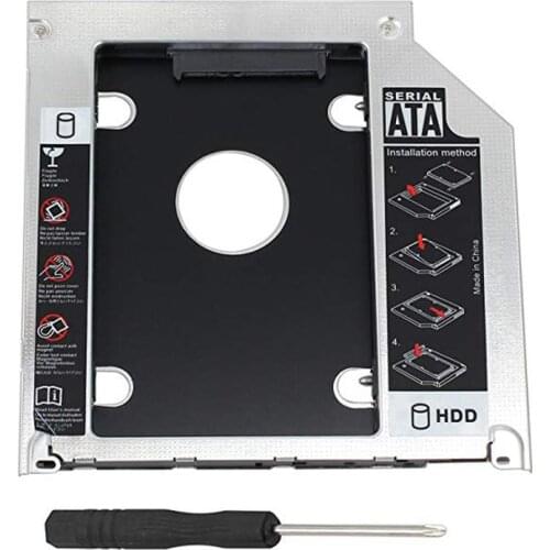 Hard Drive Caddy Tray 9.5mm Universal SATA 2nd HDD HD SSD Enclosure Hard Drive Caddy Case Tray, for 9.5mm Laptop CD / DVD-ROM Op