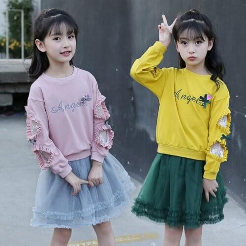 Girls Clothing Set 2019 Autumn Kids Clothes Princess Cotton Blouse+Skirt 2-piece Cute Suits Children Clothing Set 2 Colors 4-14Y