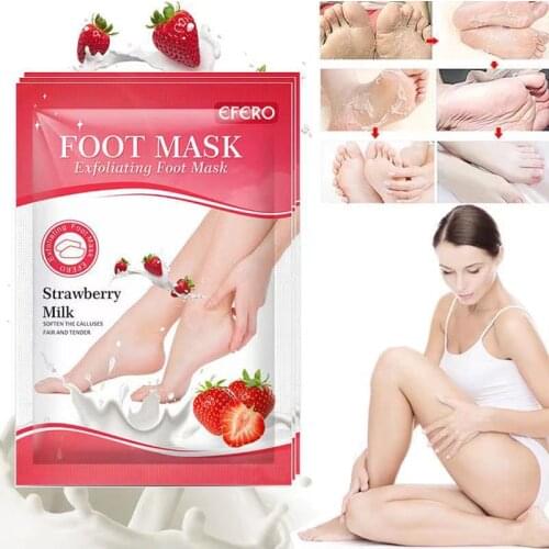 Strawberry Milk Foot Mask Peel Moisturizing Removal Calluses Dead Skin Crack Heel Sock Pedicure Foot Spa Exfoliating Feet Patch