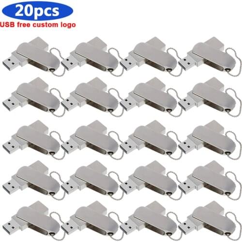 20pcs/lot USB 2.0 Metal waterproof Memory Stick 4GB 8GB 16GB Flash Disk Pen Drive 32GB 64GB 128GB usb flash drive for Gift