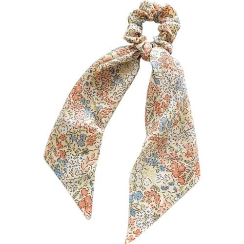 Fashion Floral Print Hair Ties Bows Long Ribbon Hair Ring Rope Ponytail Bohemian Hairband Headdress Sweet Girl Hair Accessories