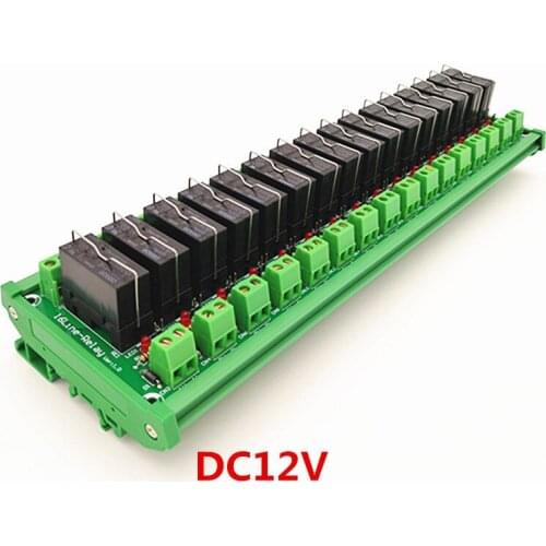 DIN Rail Mount 16 Channel SPDT 16A Power Relay Interface Module,G5RL-1-E 12VDC Relay