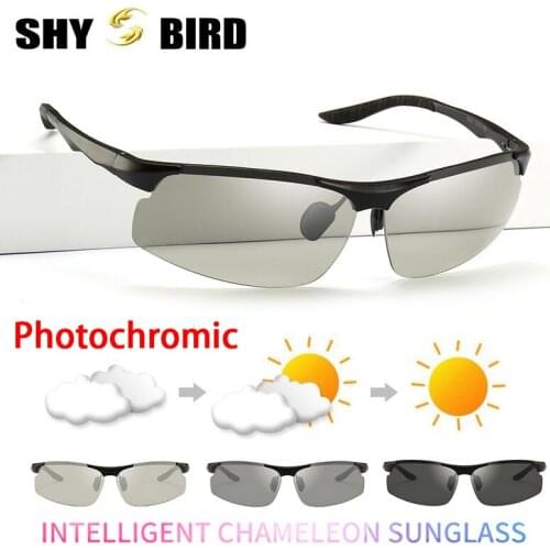 Men Photochromic Polarized Sunglasses Aluminum Magnesium Driving Glasses Chameleon All Day Change Color for Snow Light Shades