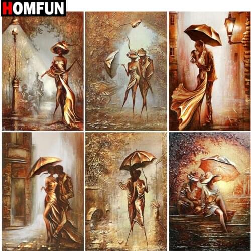 HOMFUN Full Square/Round Drill 5D DIY Diamond Painting "Couple Street Shooting Scene" Embroidery Cross Stitch 5D Home Decor Gift