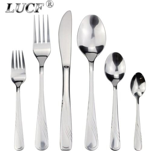 LUCF Popular Western Dinnerware Decent Elegant Cutlery Set Stainless Steel Cake Forks Sugar Spoons 6 Option Utensils For Kitchen