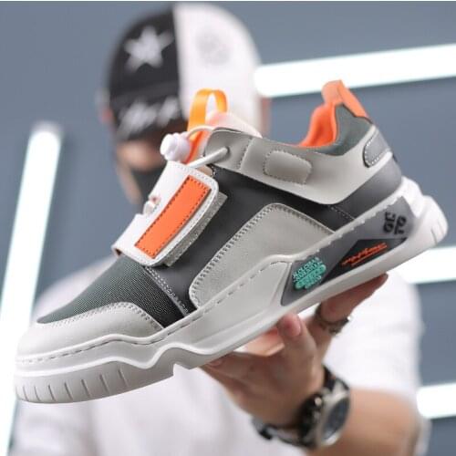 2021 new mens small white shoes mens Korean versatile fashion sports color contrast casual board shoes leather mens shoes