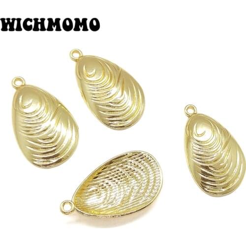 2019 New 30*17mm 6pieces/bag High Quality Zinc Alloy Gold Shells Charms Pendant for Earring Necklace Jewelry Accessories