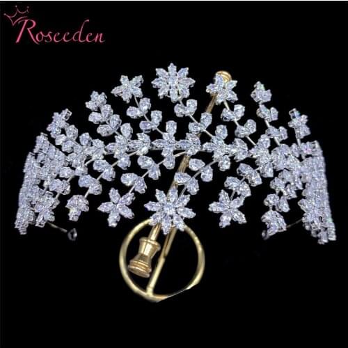 New Bling Zirconia Wedding Crown Tiara Crystal Elegant Woman Pageant Party Headband RE4191
