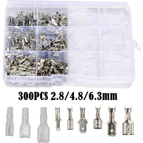 300PCS 2.8/4.8/6.3mm Crimp Terminals Insulated Male Female Wire Connector Electrical Wire Spade Connectors Kit