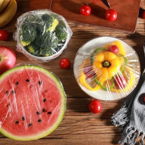 Disposable Food Cover 100Pcs plastic wrap Elastic Food Lids For Fruit Bowls Cups Food Covers Caps Keeping Cookware Accessories