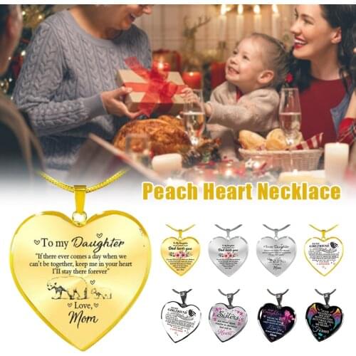 Love Heart Necklace Gold Silver Color Inspirational Letter Choker Pendant For My Daughter Gift LXH