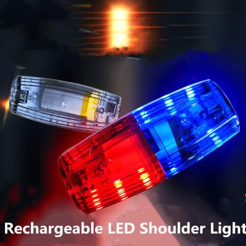 Rechargeable LED Shoulder Light Red and Blue Strobe Shoulder Clip Type Warning Lamp Patrol Safety Signal Light