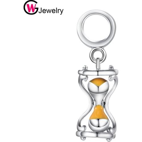 Hourglass Charms Pendant Sterling 925 Silver Jewelry Accessories Time Funnel-Shaped Charm Decor Crystal Pendent Jewelry GW