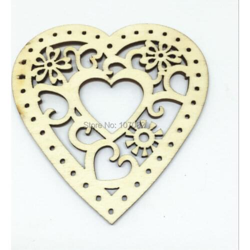 20pcs Blank Natural Wood Heart Pendants Carved Embellishments Wedding Tags Crafts Home Decorations 7.5x8cm