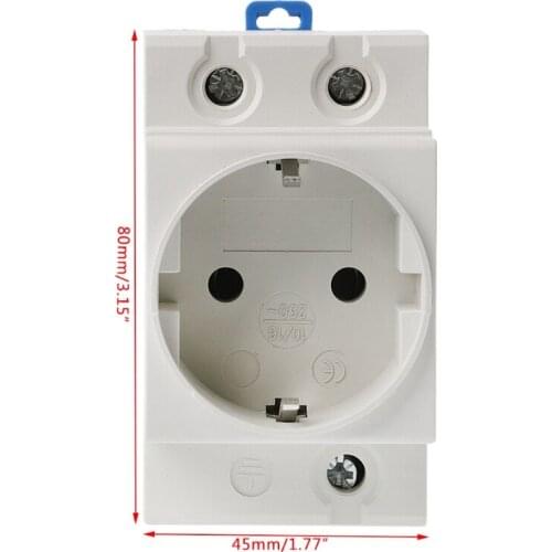EU Type 35mm DIN Rail Mount AC Power Socket 16A 250V AC Connector