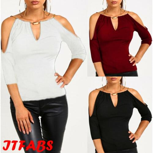 Womens Loose 3\4 Sleeve Casual Shirt Tops Fashion Blouse T-Shirt Summer CA