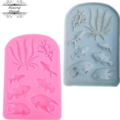 Fish seaweed Cake Decorating tools Silicone Mold Fondant Cake Chocolate Sugar Craft Molds DIY Cake
