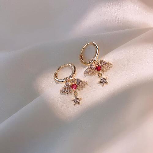 2021 new angel wings fashion sense French web celebrity personality temperament ear buckle simple design sense of earring