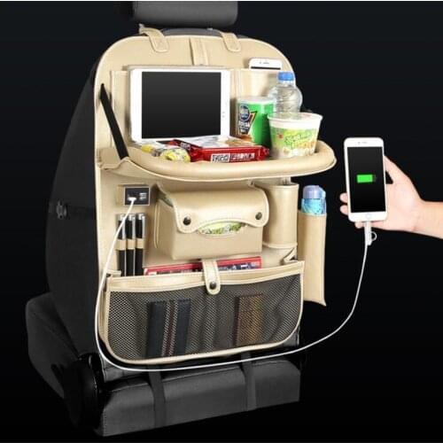 Car Seat Organizer Back Seat Bag 4 USB Charge Storage Bag Holder Travel Multi-function Pocket Stowing Tidying Auto Accessories