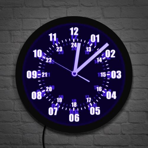 Military Time 24 Hours Display LED Neon Sign Wall Clock With LED Backlight Military World Time Zone Modern Amateur Decor Light