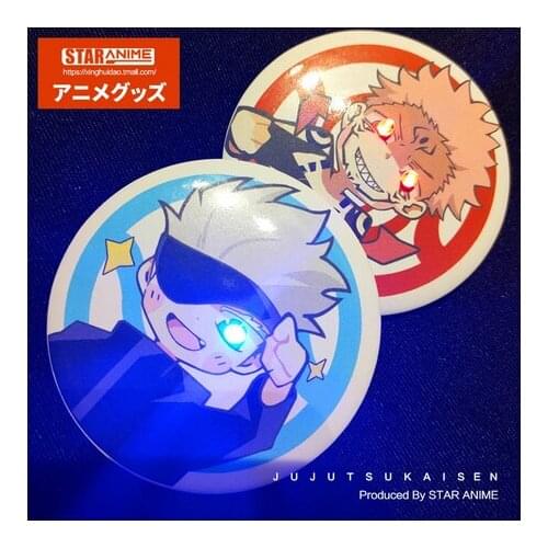 Anime Jujutsu Kaisen Gojo Satoru Itadori Yuji LED Luminous Cosplay Metal Badge Button Brooch Pins Collection Pendant Souvenir