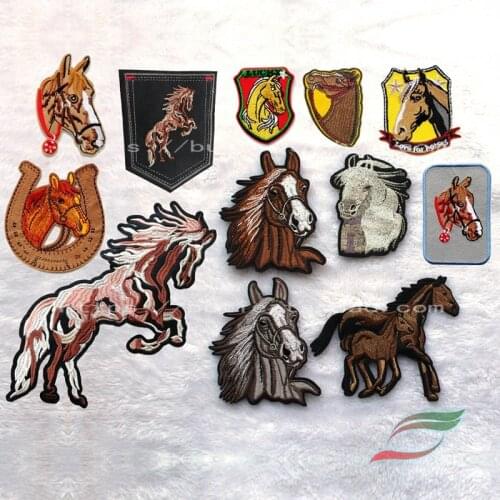 Fine embroidery horse head running horse U-shaped color back adhesive tape sticker b418 clothing sticker patch sticker