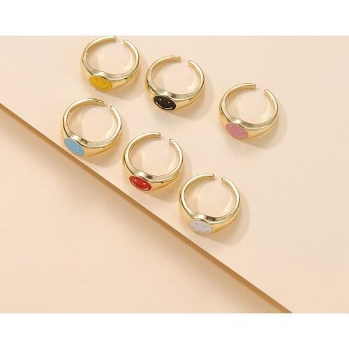 VG 6YM New Multiple Colour Happy Smiley Ladies Ring Fashion Womens Birthday Present Jewelry Dropshipping Gifts