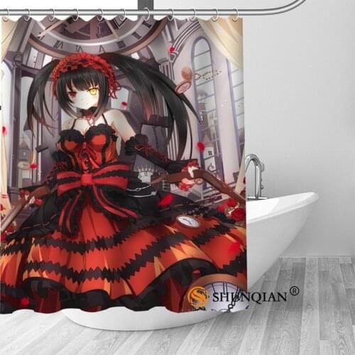 Custom Date a Live Shower Curtain Polyester Fabric Bath Curtain Hooks Mildew Resistant 1PC Custom best gift