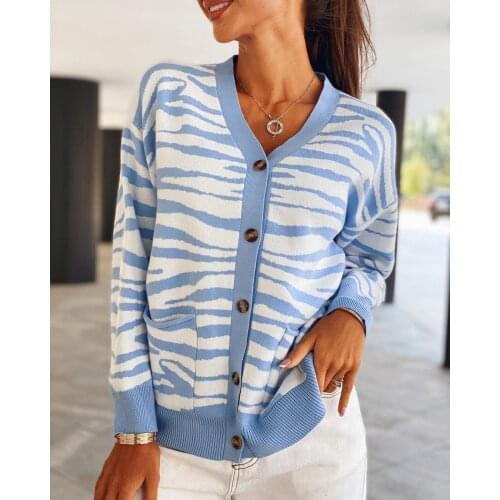 Women‘s Sweater Luxury Design Knitted Cardigan Zebra Y2k Sweater Loose Oversized Jumper Top Jacket Coat 2021 New