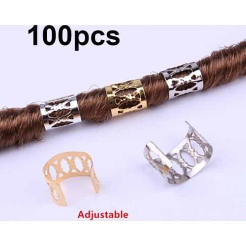 100Pcs/Lot Golden/Silver/Black/Mix Silver Golden Micro Hair rings links Dread Braids Dreadlock Beads Adjustable Hair Accessories