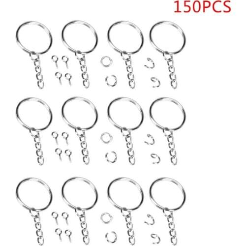 150Pcs/Box Screw Eye Pin Key Chains with Open Jump Ring Chain Extender Eye Pins