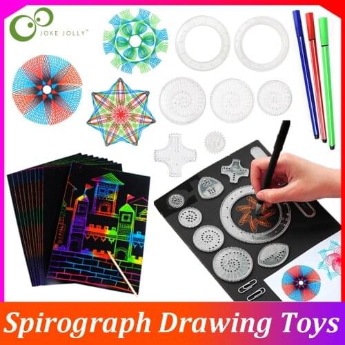 1Set Spirograph Drawing Toys Kit Interlocking Gears Wheels Painting Drawing Accessories Creative Educational Toy Spirographs ZXH