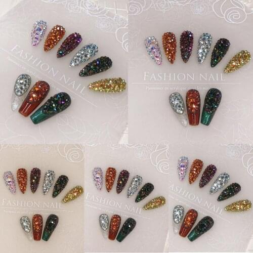 8 Colors 1440 Pcs SS3 SS6 SS8 SS10 SS16 1440pcs Gold Sparkle Flatback Flat Back Nail Art Rhinestone,Non Hotfix Glass Rhinestones