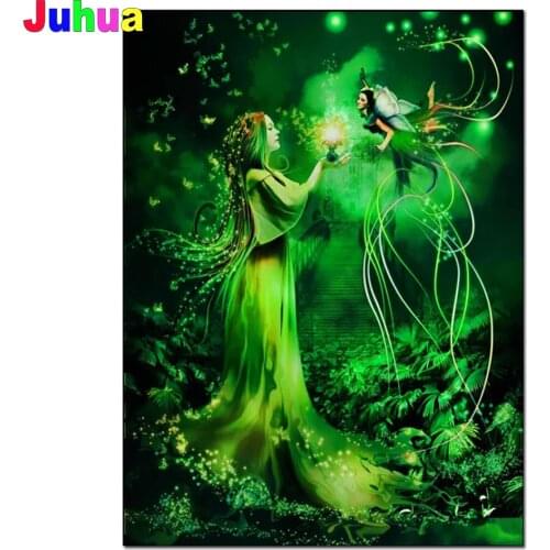 Diamond Embroidery"Green Elf Pattern"DIY 5D Diamond Painting Cross Stitch Full Needlework Rhinestones Painting Home Wall Decor