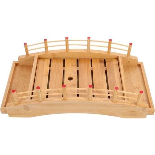 1pc Bamboo Sushi Tray Sushi Plate Sushi Container Practical Sushi Board Bamboo Sushi Sashimi Plate Arch Bridge
