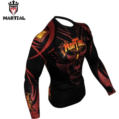 Martial : Hear me roar printed full sleeve rashguards fitness mma grappling jersey RASHGUARDS bjj shirts