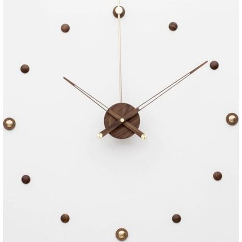 Large DIY Wall Clock Wooden Modern Design Nordic Minimalist Style Walnut Wood Hanging Clocks Wall Watch Home Decor 50 cm