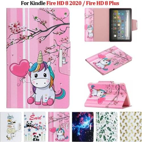 Funda For Amazon Fire HD 8 Case 2020 Cute Unicorn Cartoon Leather Cover For Fire HD 8 2020 Case For Fire HD 8 Plus Tablet Case