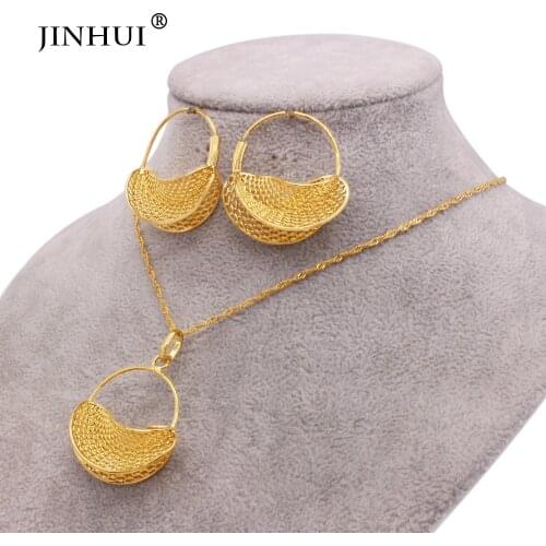 Dubai 18K gold plated bridal Fine Jewelry sets necklace pendant earrings jewellery set for women wedding wife gifts wholesale