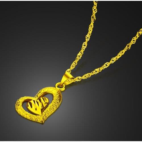 Elegant Heart-Shaped Pendant Necklace Fashion 100% 925 Sterling Silver Choker Women & Girl Golden Color Jewelry gift