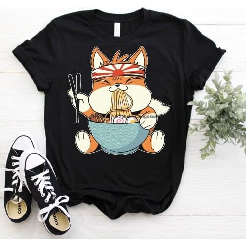 Shiba Inu Ramen Noodles Lover T Shirt Dog Owner Cute Kawaii Anime Akita Otaku Manga Puppy Dogs TShirt Present