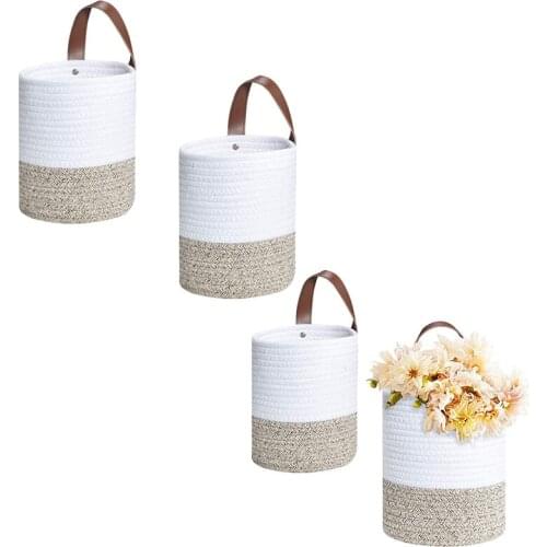Cotton Rope Woven Hanging Basket ,Hanging Storage Basket Bin for Flower Plants Clothes