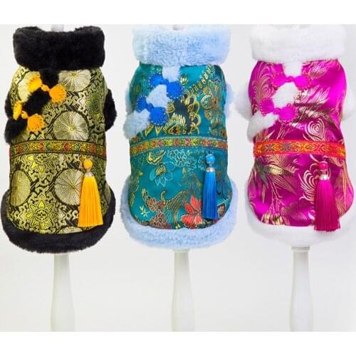 Chinese New Year Pet Dog Clothes Winter Dog Costume For Dogs Suit Chinese Cheongsam Dogs Pets Clothing Large Pet Coat Jackets