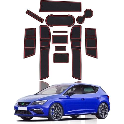 LFOTPP Car Door Groove Pad For Leon Cupra 5F 2017 2018 2019 Anti-Slip Door Gate Slot Mats Auto Interior Accessories Red 12 Pcs