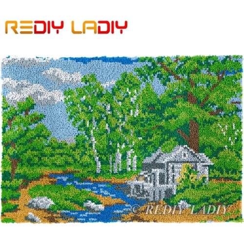 Latch Hook Rug Dream House Chunky Yarn Tapestry Kits DIY Carpet Rug Knitted Floor Mat Crochet Cushion Arts & Crafts 87*58cm