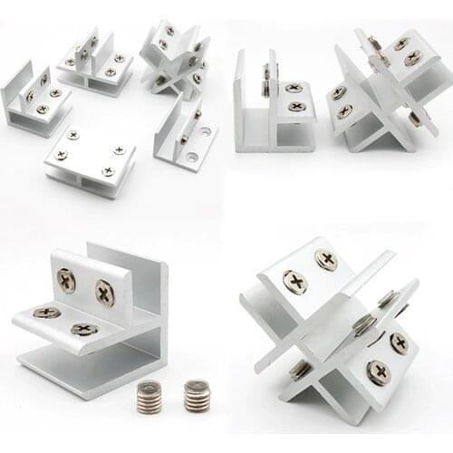 HOT 200PCS Multi-functional Aluminum Alloy Glass Clamps Clips Glass Board Frame Connectors Fixed Holder Brackets No Drilling