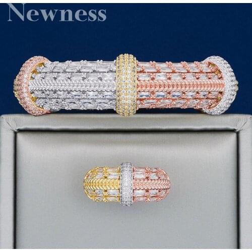 Newness Luxury African Bangle Ring Sets Fashion Dubai Bridal Jewelry Sets For Women Wedding brincos para as mulheres