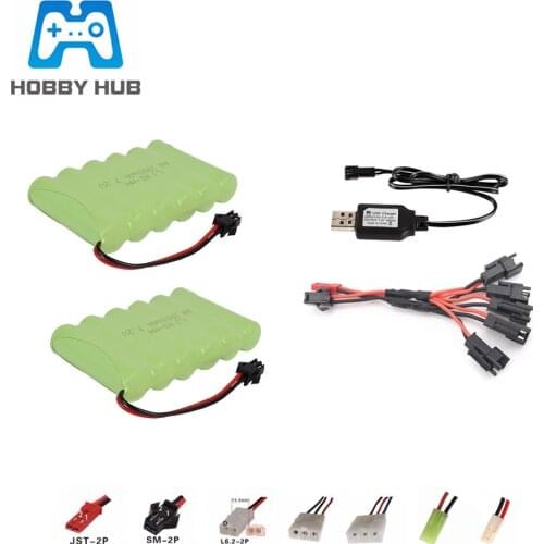 7.2v 2800mah NiMH Battery and 7.2v Charger Set For RC toy Car Boat Truck Trains Guns model AA 7.2v Ni-MH Battery pack 1 to 5pcs